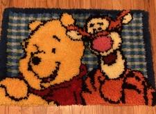 Handmade Latch Hook Disney Pooh Tigger Rug Wall Hanging Vintage 28  x18  