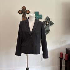 New Calvin Klein Charcoal Pinstriped Women's Size 16 Two-Button Lined Blazer