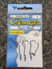 Gamakatsu Spin Bait Hooks - Size 1 - Walleye Spinner Hooks Pack of 4