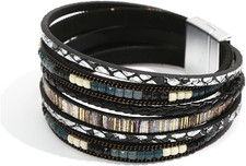 Leather Bracelets for Women Wrap Bracelets Layered Leather Cuff Bracelet Handmad