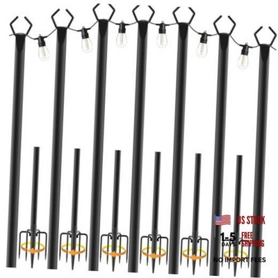 NUERPO 7 Pack String Light Poles,Metal Poles for 7 Pack 10 FT Light Poles