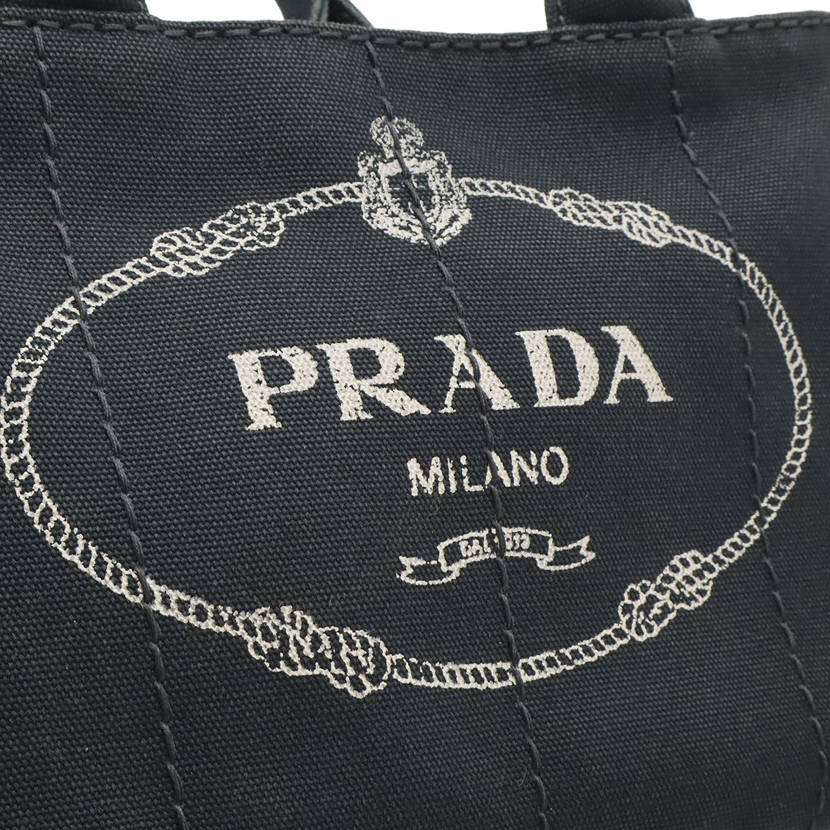 PRADA Canapa Handbag 2WAY Shoulder Bag Crossbody Canvas NERO Black Gold Hardware thumbnail 8