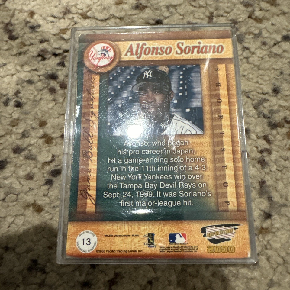 2000 Pacific Revolution Alfonso Soriano Game Ball Piece Auto Yankees Awesome Sig - Imagem 2 de 3