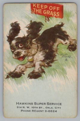 Q) ONE Single Swap Playing Card Artistic Dog Canine Vintage King Of Spades