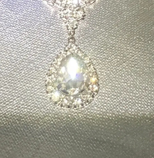 Rhinestone Statement Necklace Adjustable Silver L… - image 6