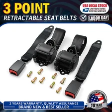 2 Universal 3 Point Retractable Seat Belts For Toyota Nissan GMC Chevrolet Buick