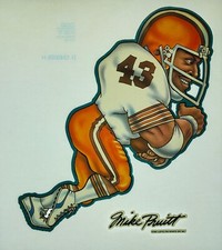 Original Vintage 1981 NFL Mike Pruitt Cleveland Browns Football Iron On Transfer
