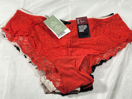 H&M 5er Pack Low Rise Cheeky Shorty Spitze Hipster Höschen - Large (12/14) - Bild 1 von 6
