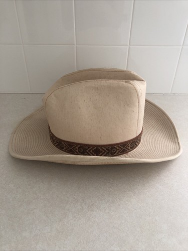 Vintage Levi Strauss Cowboy Hut Canvas Denim hellbraun beige Größe 7-1/4 Western USA