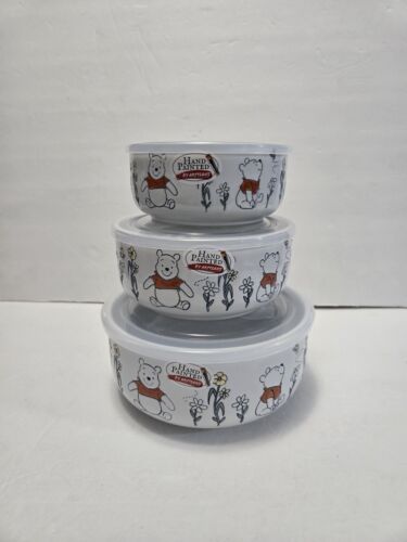 Winnie the Pooh Piglet Tigger Eeyore Embossed Food Storage Bowls Containers 3 PC - Picture 2 of 5