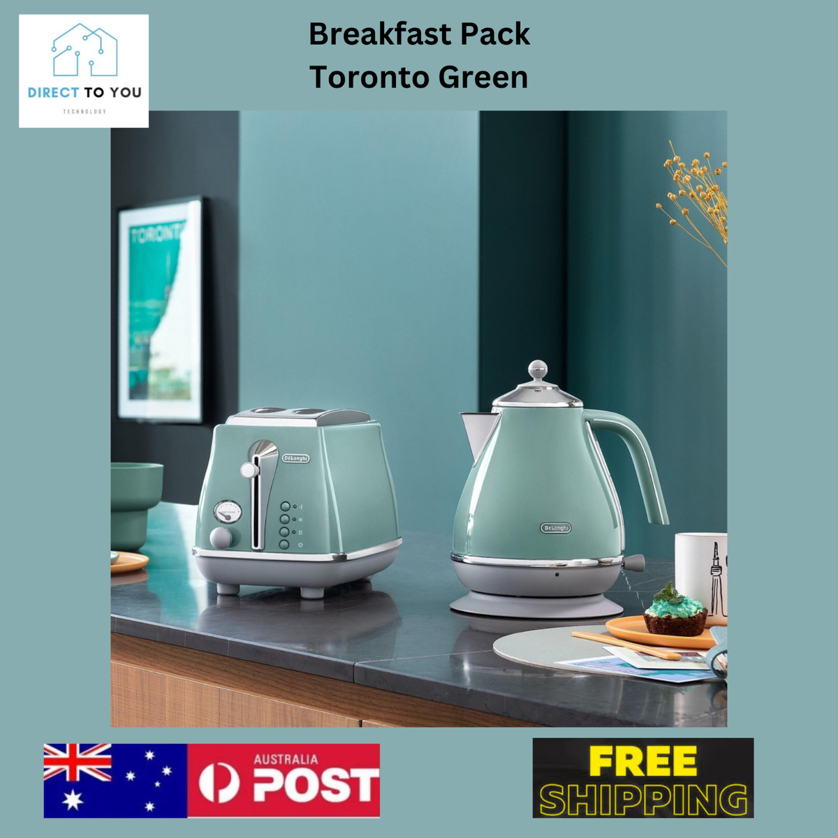 Delonghi Icona Capitals Breakfast Pack Toaster Kettle Litre