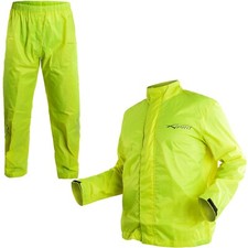 Tuta Impermeabile Antipioggia Giacca Moto Pantaloni Antiacqua Fluo Scooter 2pz