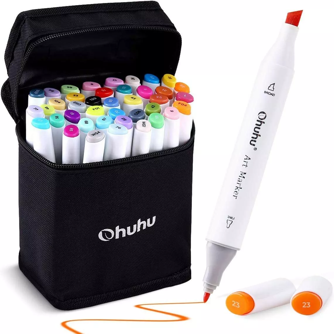 Ohuhu Markers for Adult Coloring Books: 60 Colors Coloring Markers Dual  Tips Fine & Brush Pens Water-Based Art Markers for Kids Adults Drawing