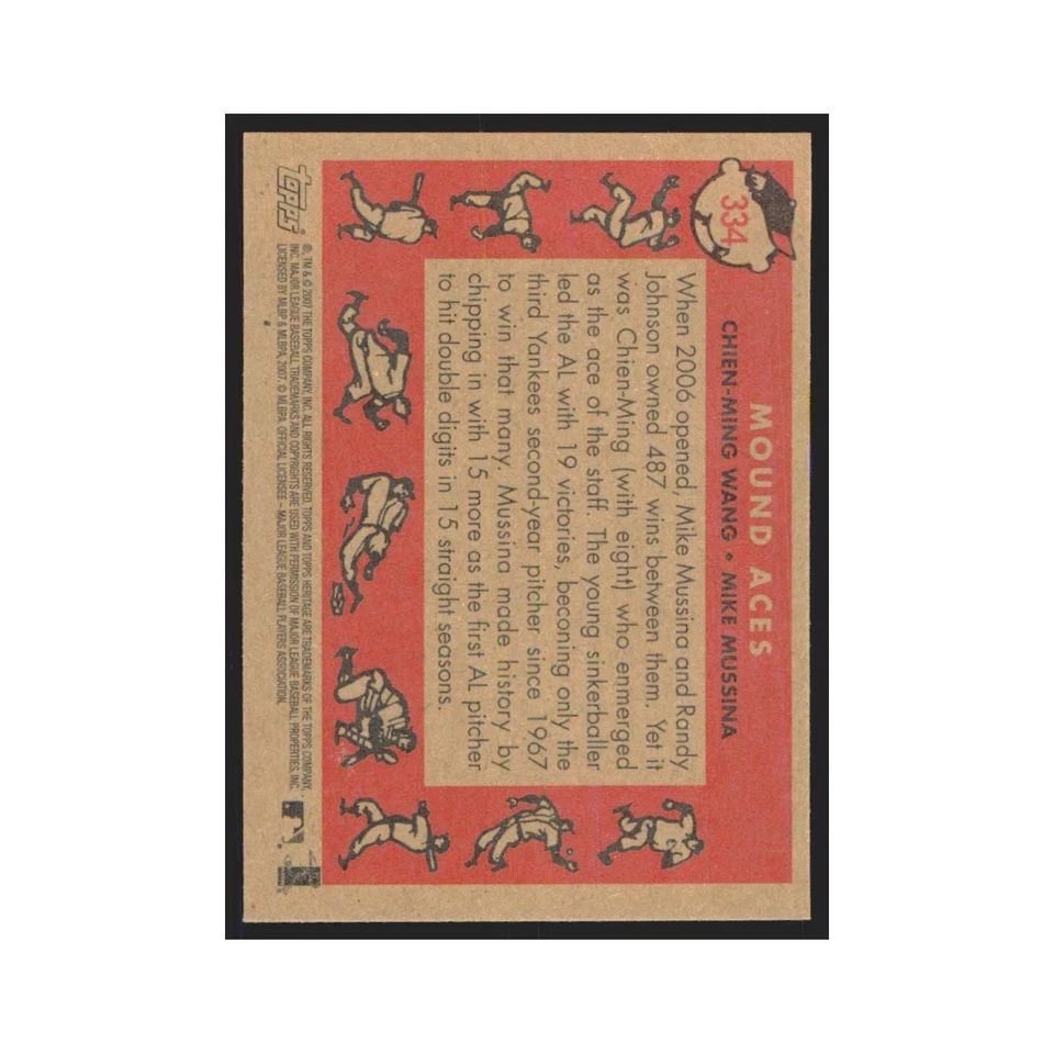 Chien-Ming Wang Mike Mussina 2007 Topps Heritage #334 New York Yankees NM - Image 2 of 3