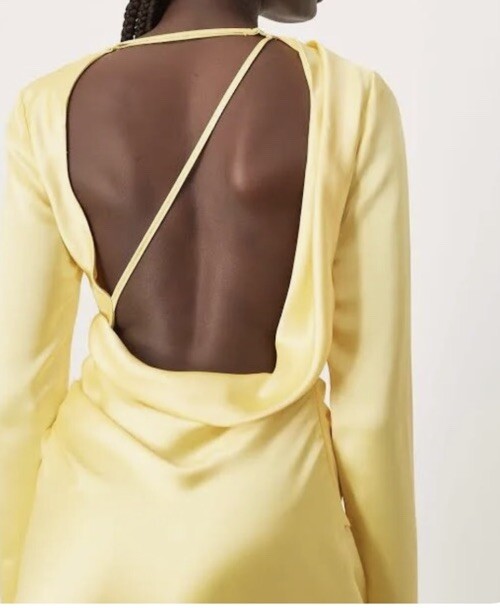 yellow backless silk dress Pastel Yellow Satin Prom Dress