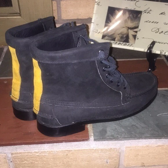 Bota Feminina Sebago Kowloon Couro Tornozelo Listra Preta Amarela Tamanho 9 - Imagem 4 de 4