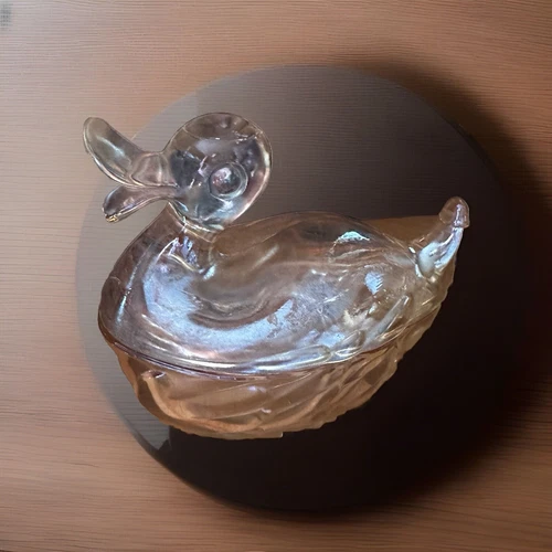 Jeanette 1950's Marigold Carnival Glass Duck Trinket/Candy Dish#239