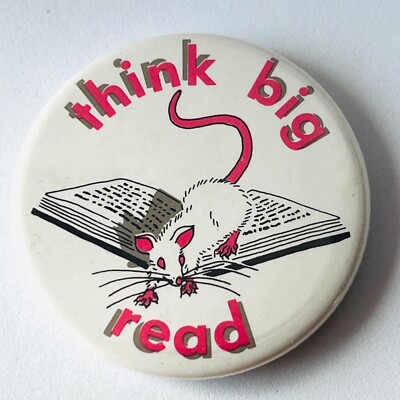Think Big Read Vintage Pin Anstecker Maus Bücher Lesen Literatur Bibliothek Lernen