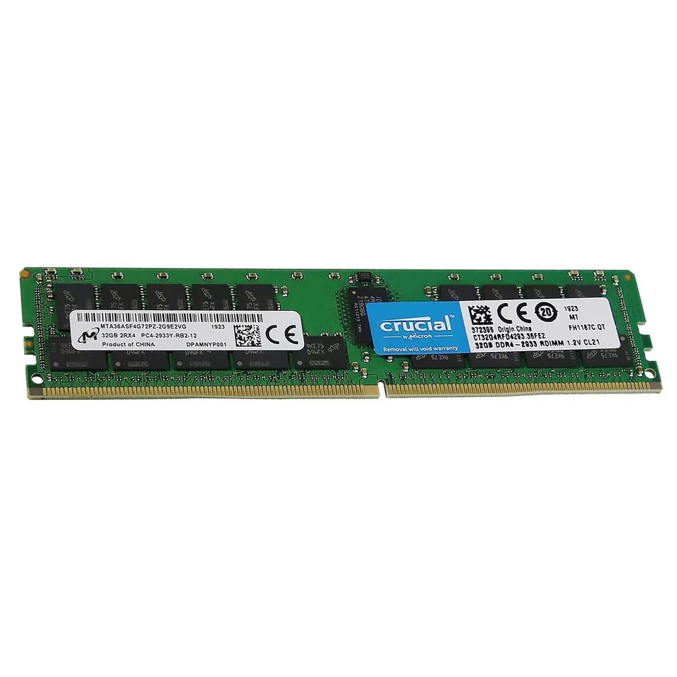 Crucial 256GB 8X32GB DDR4 2933MHz ECC Registered RDIMM Memory Ram CT32G4RFD4293 - Image 2 of 4