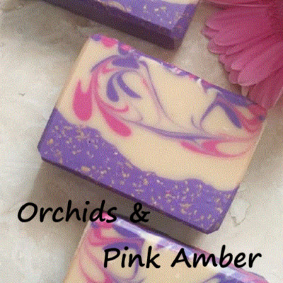 2 COCONUT MILK Soap Bars Full Size ORCHIDS & PINK AMBER Deluxe, 4 oz.