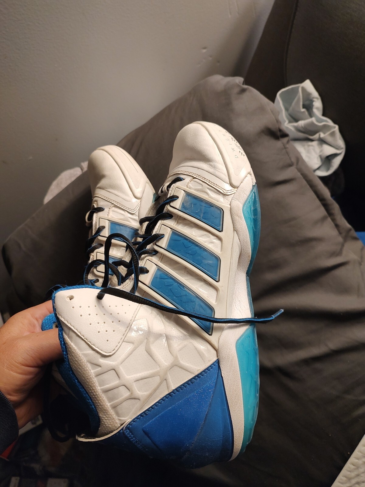 Adidas Dwight Howard Shoes Men's 11 AdiPower G48693 White Blue Basketball image 6