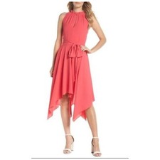 Eliza J NWT $138 Coral Pink Handkerchief Hem Dress Cocktail Party Womens Size 12