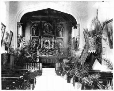 Mission San Gabriel Looking Down The Middle Aisle Towards The Alt - Old Photo