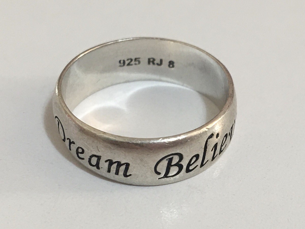 Vintage Unique Engraved/Love/Dream/Believe/ Ring 925 Sterling