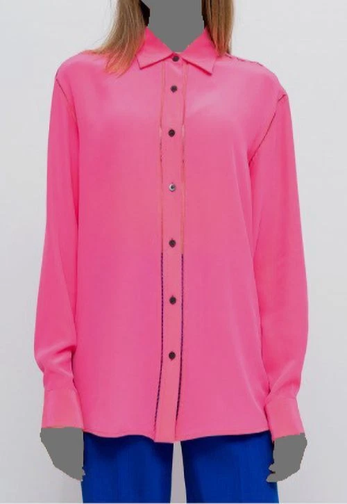995 Dries Van Noten Women s Pink Silk Button Up Shirt Top Size