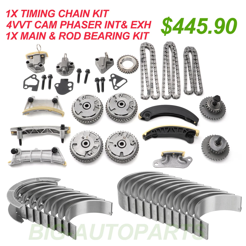 Kit de rodamientos principales y de varilla / Kit de fase de leva de cadena de distribución para 3,0 3,6 L EQUINOX CTS SRX Foto 3 de 4