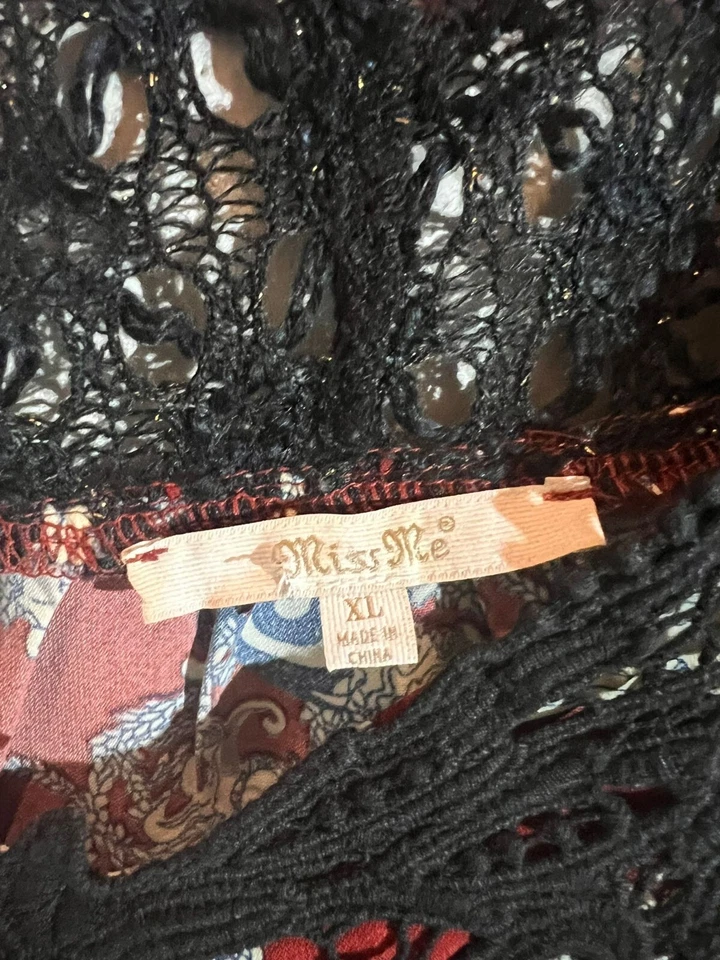 Vestido campesino bohemio Miss Me óxido floral cachemira para mujer talla XL negro y topo Foto 3 de 4