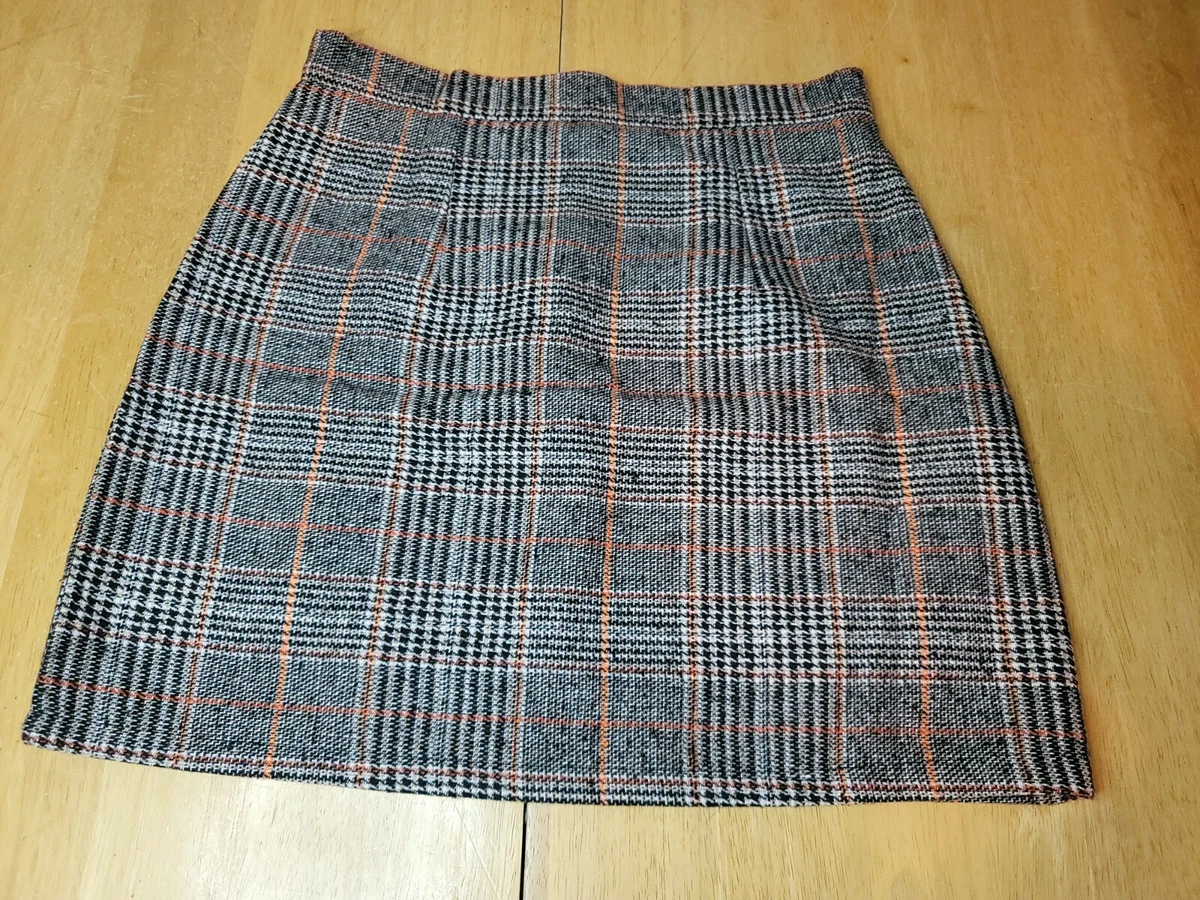 Womens Plaid Mini Skirt Black and Orange Size Medium Zippered eBay