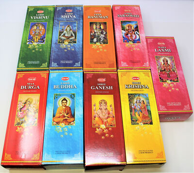 Hem Incense Sticks: INDIAN GOD SERIES 20 60 100 or 120 Stick: You Choose (Hindu)