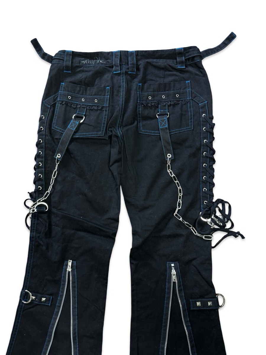 Tripp NYC Rare Y2K Goth Rave Skate Grunge Emo Black Baggy Bondage