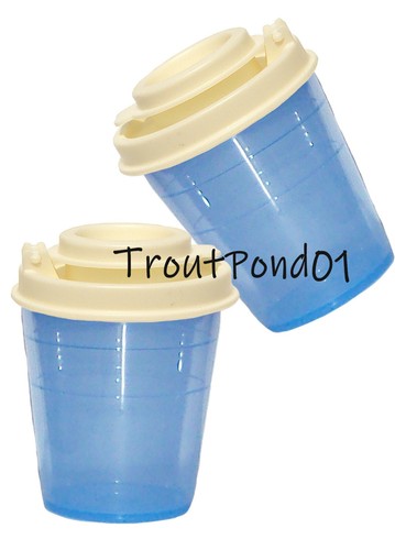 TUPPERWARE Salt and Pepper Shakers Blue Midgets 2 oz Mini Bowls Seals New