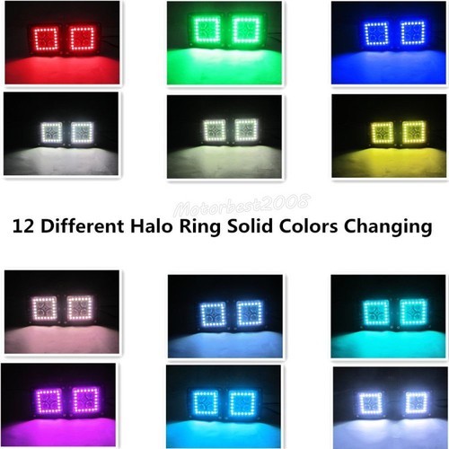 4X 3inch 24W LED Work Light Pods Offroad with RGB Halo Chasing & Wiring Kit - Bild 11 von 12