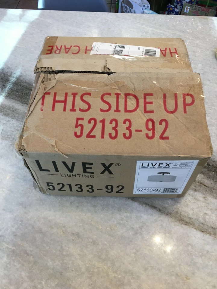 Livex Meridian 2 Light 11"W Single Semi-Flush Fabric Shade Ceiling Bronze - Image 3 of 4