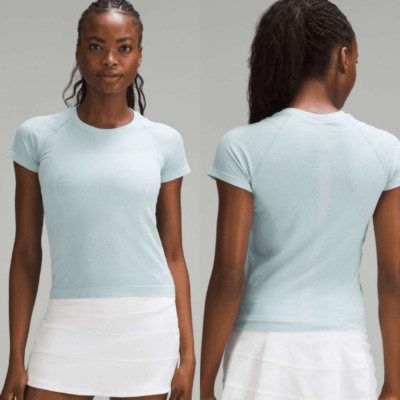 Lululemon swiftly tech short sleeve shirt 2.0 race length parallel texture blue