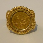 Vintage 14k Gold 1945 DOS PESOS COIN RING, stamped ITALY — photo 1