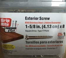 5 LBS Grip Rite 305 Stainless Steel Screws Square Drive 1 5/8 x 8 Deck free ship
