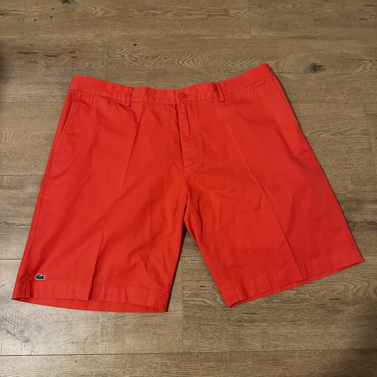 Lacoste Mens Shorts US 40 Orange Chino Classic Fit Po… Gem
