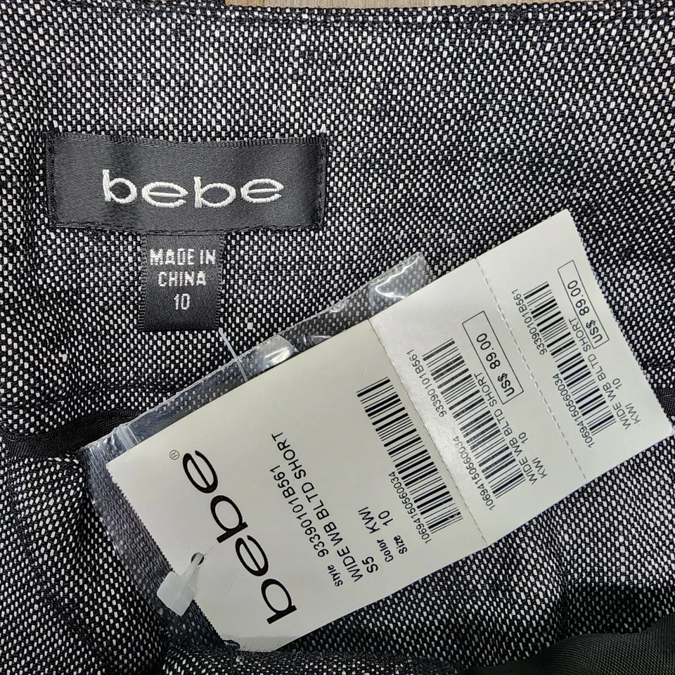 Bebe Women's Size 10 Gray Twill Belted Cuffed Hem Linen Blend Short Shorts $89 - Изображение 2 из 4