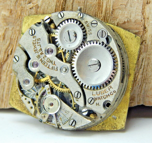 Vintage Geneva Luber 15 jewel 2 adjustment men's wrist watch movement - Picture 3 of 4