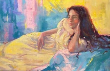 Reclining Model painting figurative original oil on canvas impressionism artwork