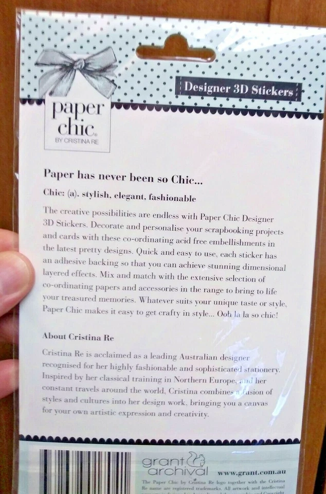 paper chic christina re designer 3D stickers scrapbooking hearts labels grant - Image 2 of 4