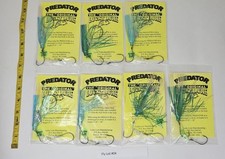 Salmon Trolling Flies Lot #04 PREDATOR Lucky Lure Green Blue Glow Rigged 4" x 7