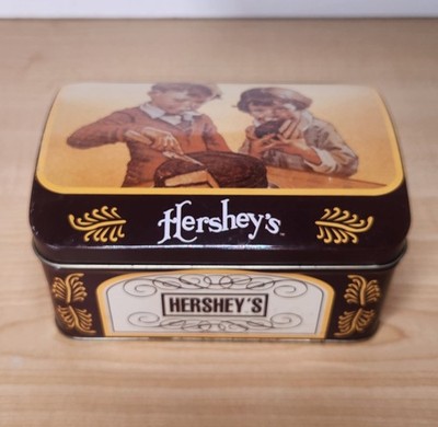 Vintage 1999 Hersheys Collectible Storage Tin 1934 Style Boy & Girl Cutting Cake