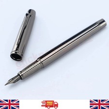Silver Grey Metal Fountain Pen 0.5mm Iridium Nib Business Writing