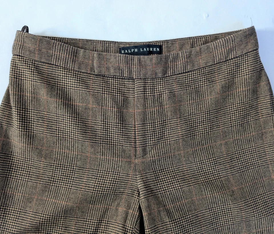 Vintage RALPH LAUREN Plaid Straight Leg Wool Cashmere PANTS Womens 8 Made In USA - Image 4 of 4