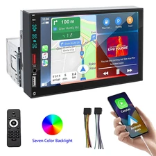 1DIN 7" HD Car Stereo Radio MP5 Player Bluetooth Touch Screen With Apple CarPlay